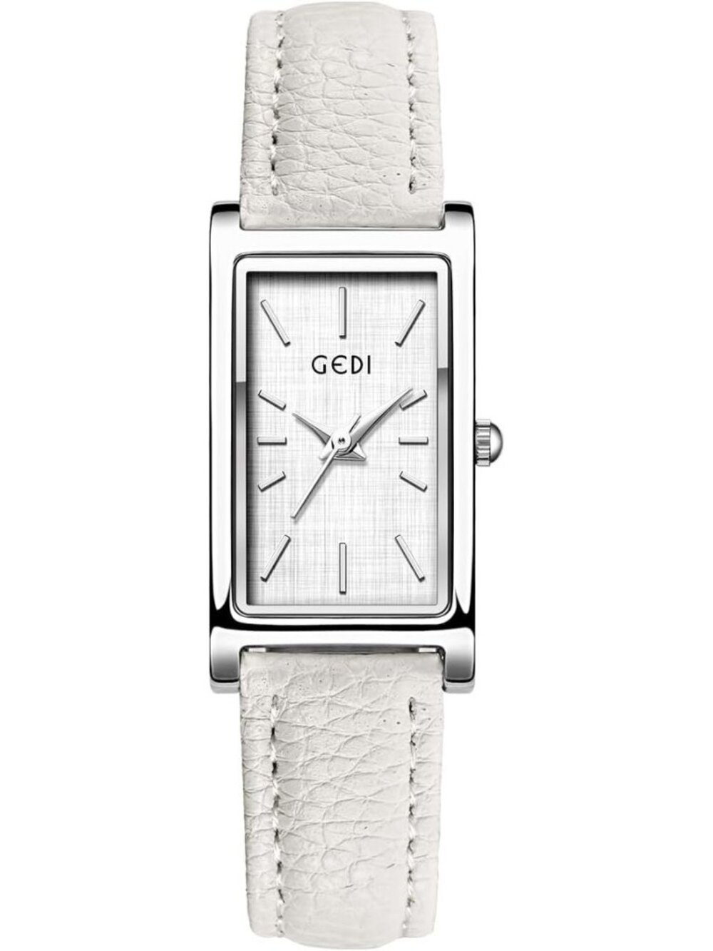Women's White And Silver Analog Ultra-Thin Rectangle Vintage Square Wrist Watch
